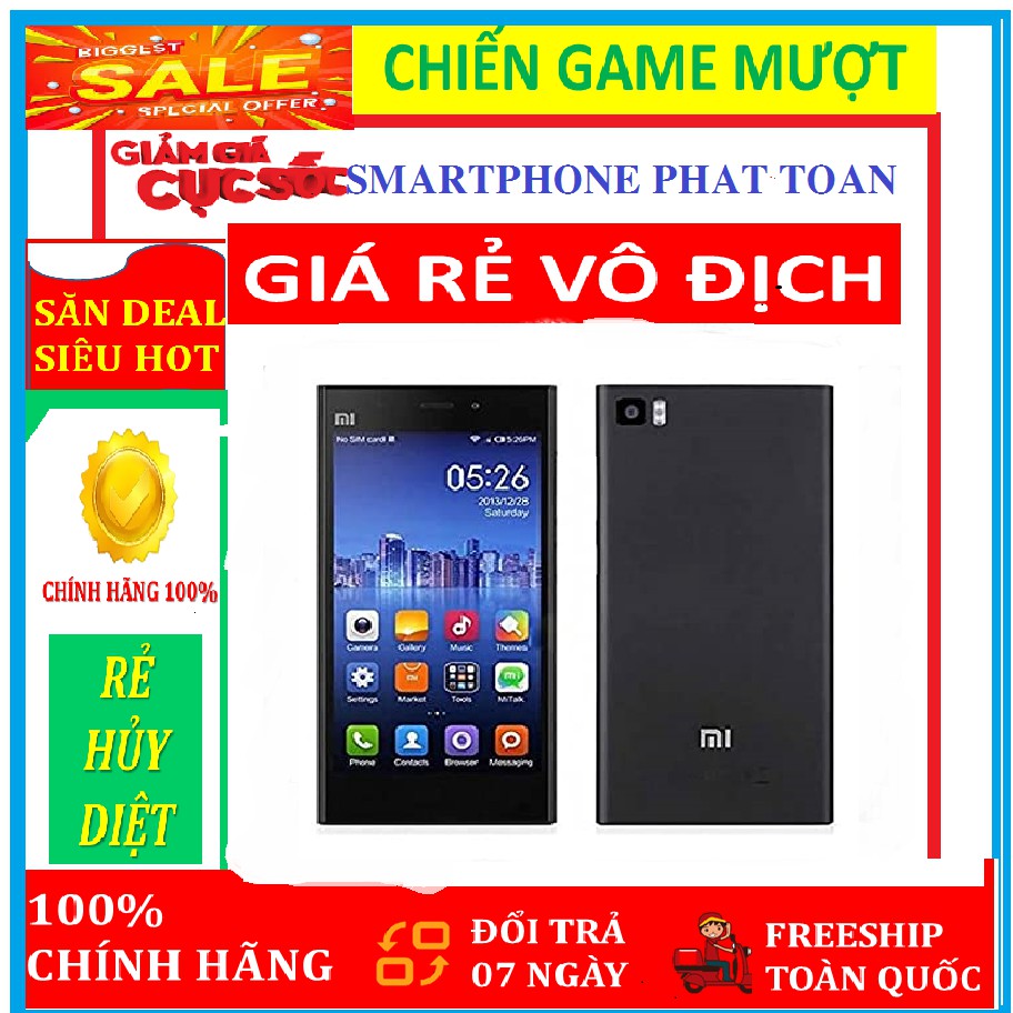 XIAOMI MI 3 - XIAOMI MI3 ram 2G/16G Fullbox - BH 1 đổi 1 .Chiến PUBG - FREE FIRE - LIÊN QUÂN mượt.