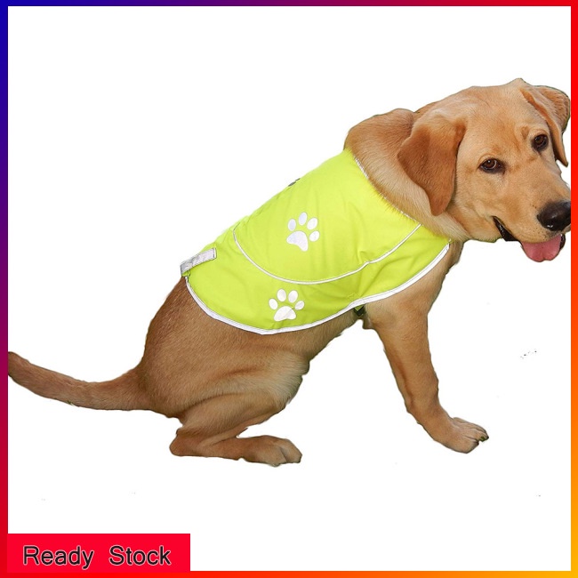 Lk Áo Vest Đi Bộ Đường Dài Màu Xanh Lá Dạ Quang In Dấu Chân Cún An Toàn Cho Chó Cưng