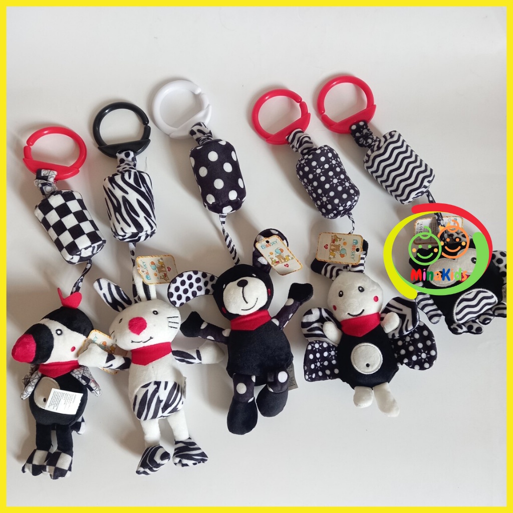 Thú Bông Treo Xe Đẩy Đồ Chơi Treo Nôi Cho Bé Kích Thích Thị Giác Đen Trắng Treo Kệ Chữ A TN43