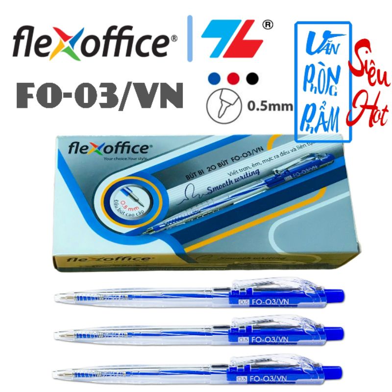 Bút Bi Flexoffice/Thiên Long FO-03/VN, 20 cây (chính hãng)