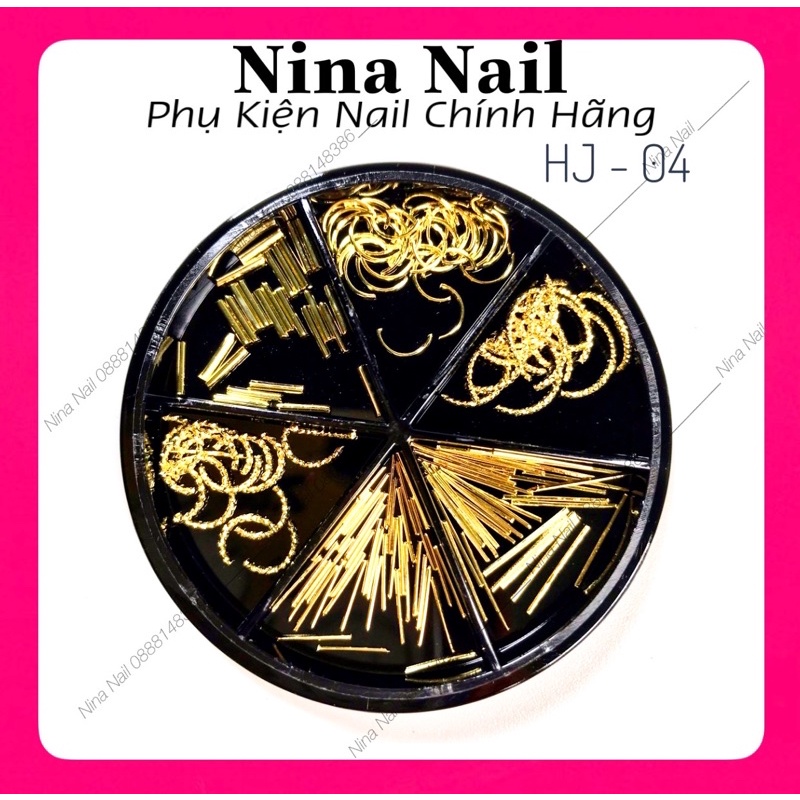 Set Charm Kim Loại Nail, Phụ Kiện Gắn Móng Set 6