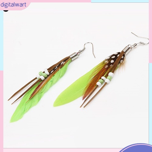 Đôi Khuyên Tai Dài Gắn Lông Vũ Thời Trang Cho Nữ