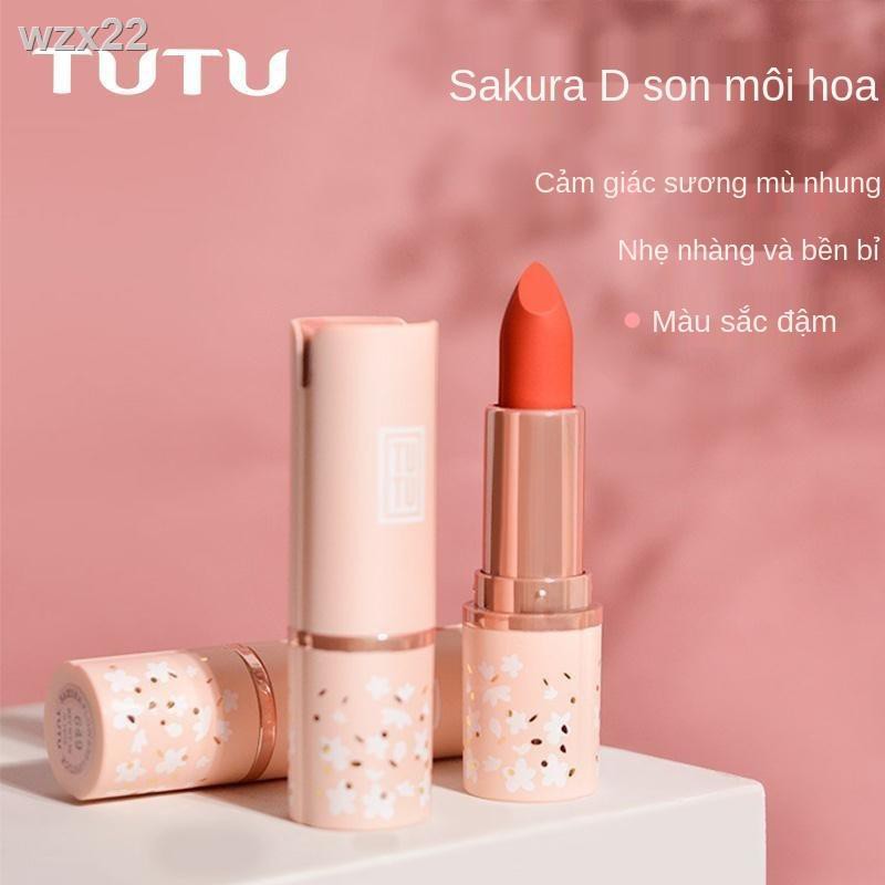 TUTU cherry flower lipstick matte phong cách nữ sinh kiểu Pháp niche giá rẻ màu vỏ cà chua thối son