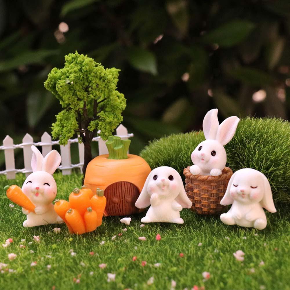 Mô Hình Thỏ Và Cà Rốt Mini Bằng Nhựa Resin Trang Trí Tiểu Cảnh DIY