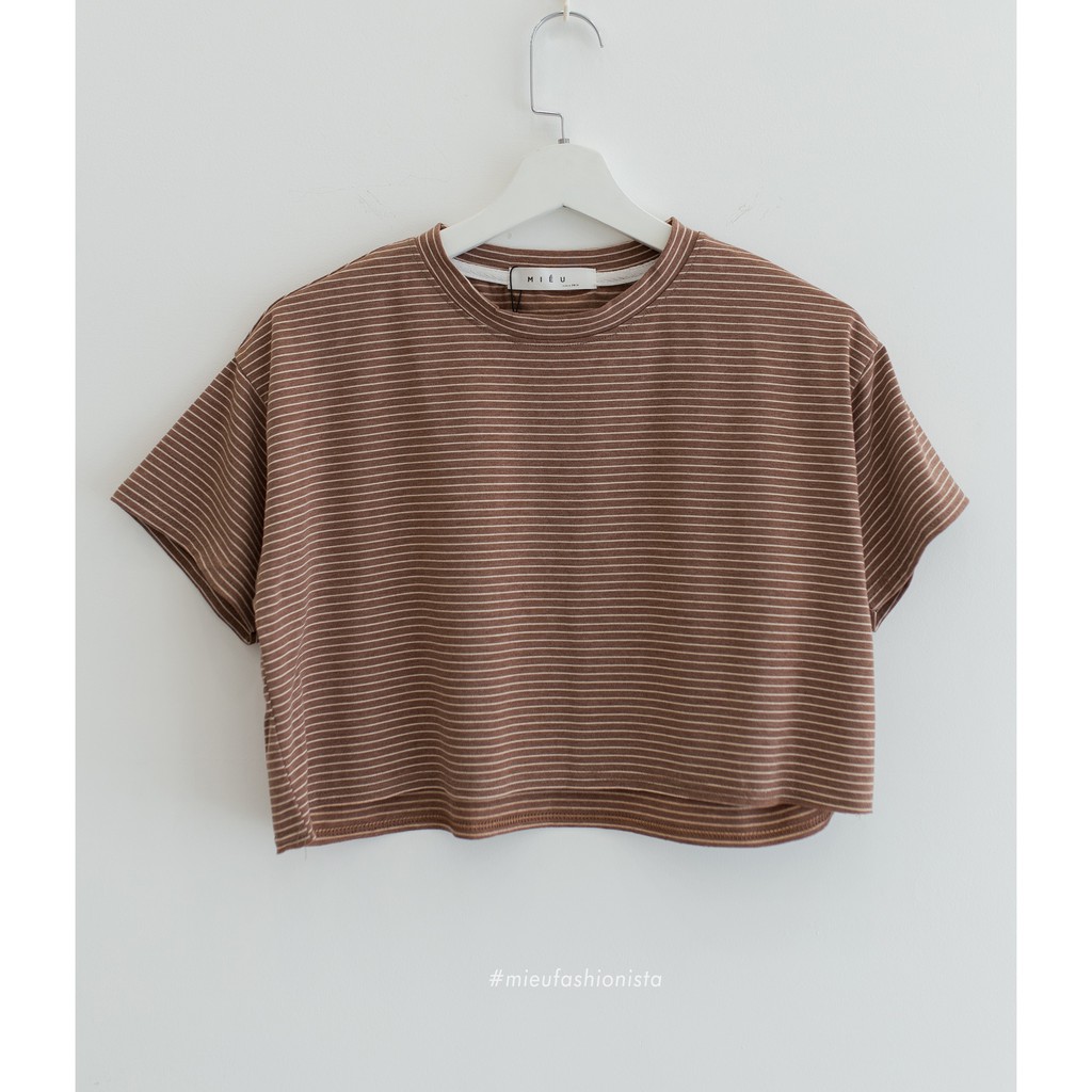 [ Miều ] Áo croptop họa tiết sọc CR Basic