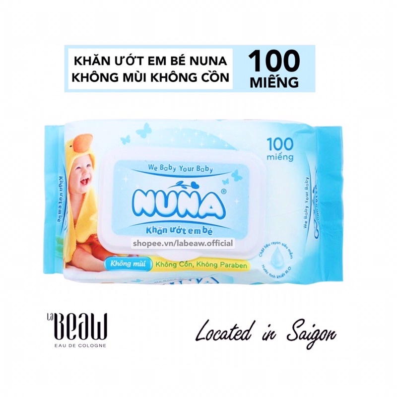 Khăn ướt em bé NUNA 100 TỜ không mùi - không cồn