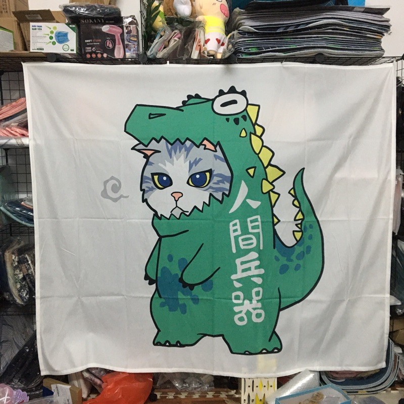 (SẴN - CUTE) Thảm treo tường mèo khủng long siêu ngầu