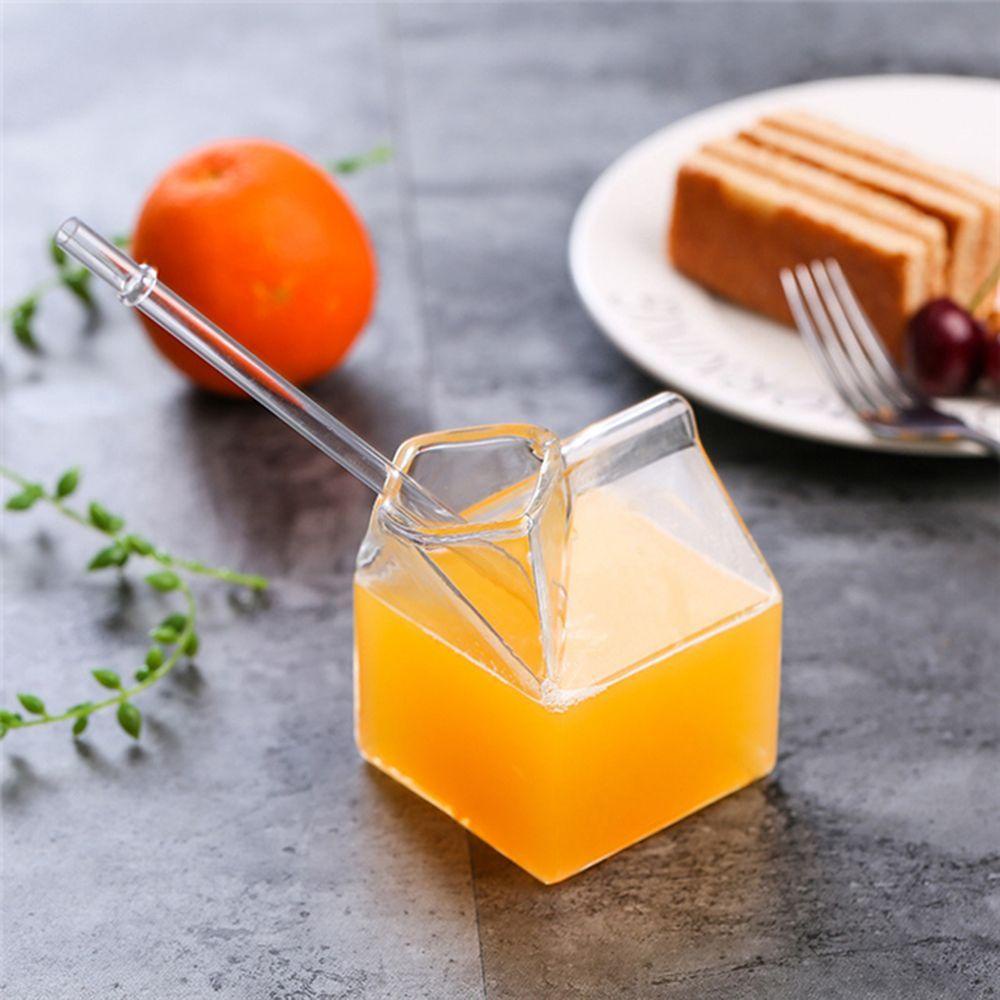 LEISURE Cốc Thủy Tinh Uống Sữa Hình Vuông 380ML