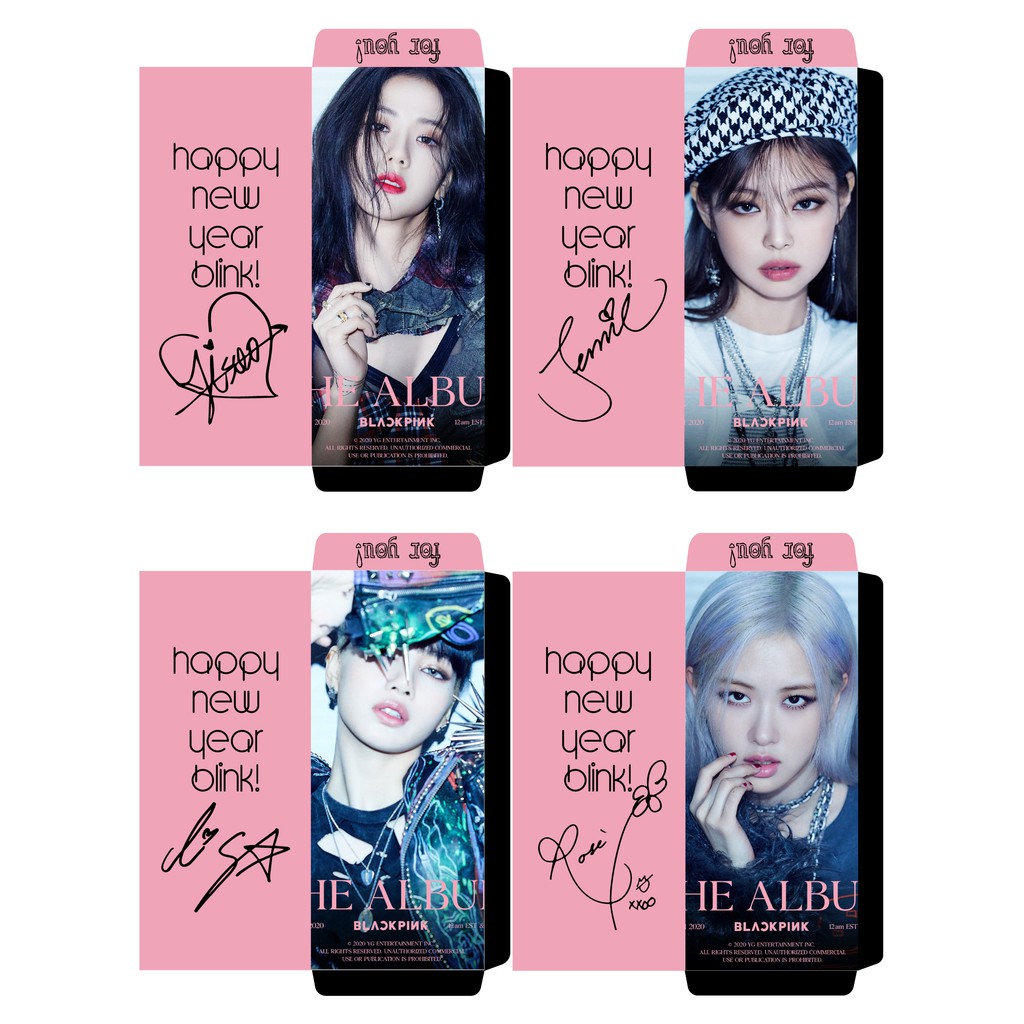 Bộ 8 bao lì xì Tết 2021 in hình BLACKPINK The Album có in theo yêu cầu