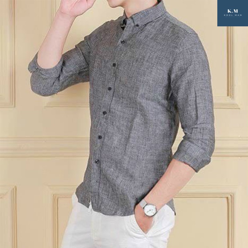 Áo Sơ Mi Nam Dài Tay VẢI ĐŨI Cao Cấp, Sơ Mi Nam Hàn Quốc Công Sở Chất Vải Đũi Bền ĐẸP, Thoáng Mát | BigBuy360 - bigbuy360.vn