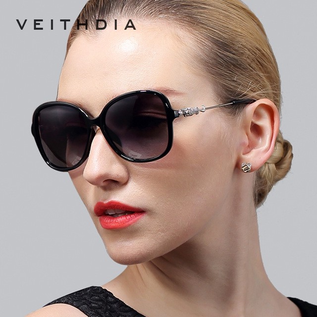 Kính râm phân cực nữ VEITHDIA 7026 TR90 đính đá thời trang