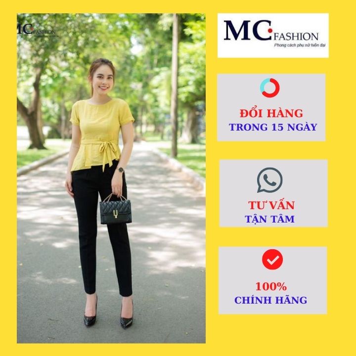 Áo Kiểu Nữ Công Sở Đẹp Tay Cộc Vạt Chéo MC Fashion TA818 Mát Nhẹ Thấm Hút Mồ Hôi Không Nhăn