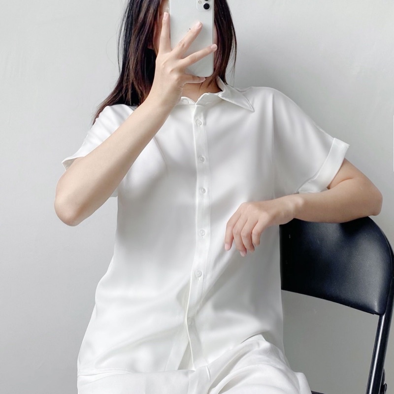Áo sơ mi công sở cơ bản cộc tay bốn màu siêu xinh