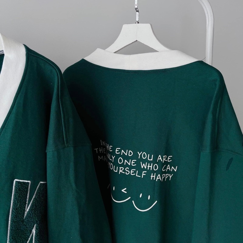 Áo Khoác Cardigan Unisex Form Rộng Xanh Két HAPPY SMILE - pqk boutique