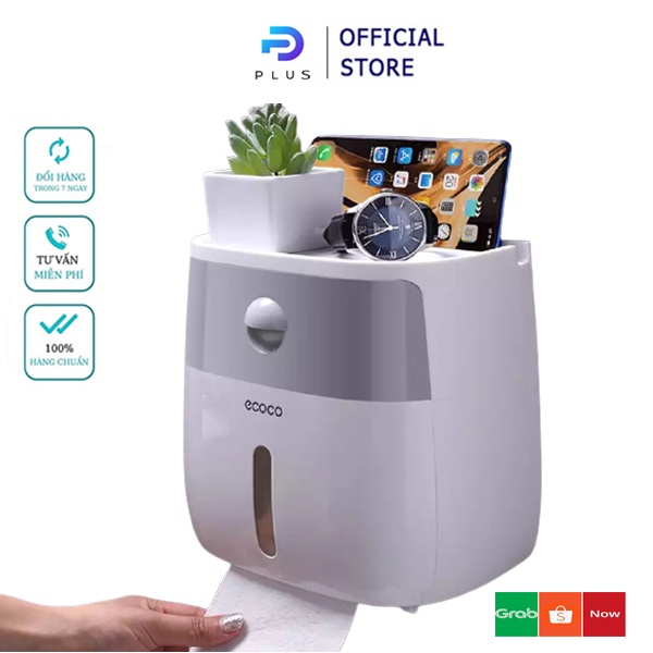 Hộp đựng giấy vệ sinh chống nước Ecoco 2 ngăn tiện lợi chuẩn hàng loại 1[Tặng kèm miếng dán]