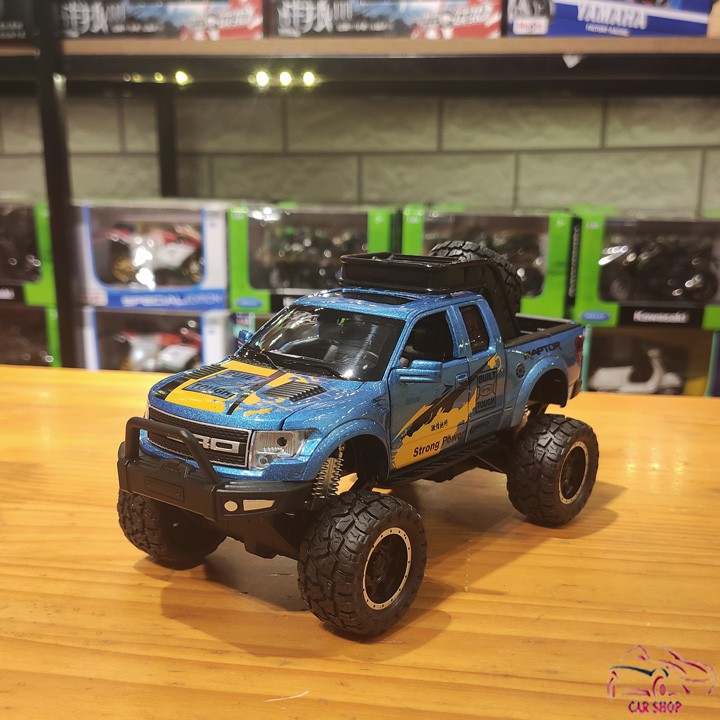 Xe mô hình ô tô Ford F150 Built Touch tỉ lệ 1:32 màu xanh