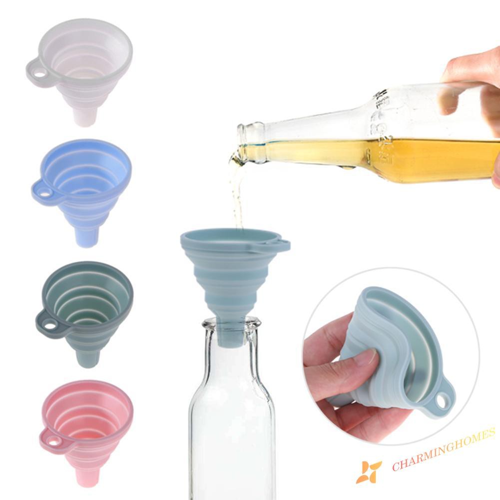 Protable Mini Silicone Foldable Liquid Funnel Hopper Kitchen Tool Gadget