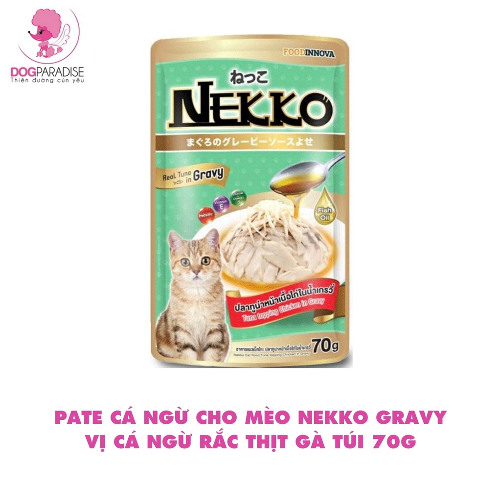 Pate cá ngừ cho mèo Nekko Gravy dạng nước sốt thơm ngon 2 vị túi 70g - Dog Paradise