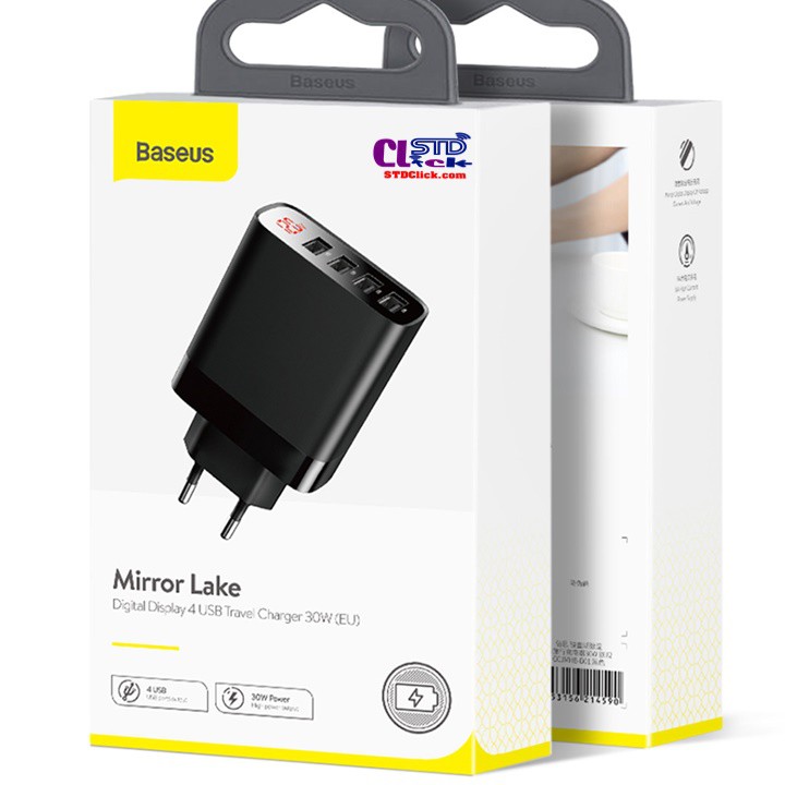 CỦ SẠC 4 CỔNG BASEUS MIRROR LAKE 30W DIGITAL DISLAY CHÍNH HÃNG [NEW 100%]