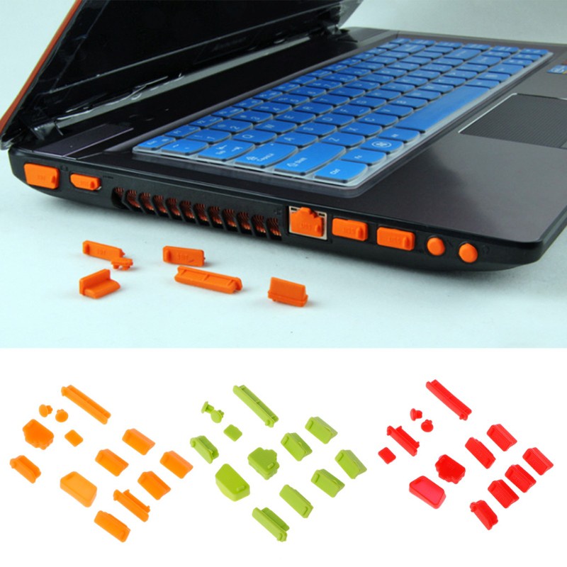 Bộ 13 nút bịt cổng laptop chống bụi bằng silicon nhiều màu đa năng