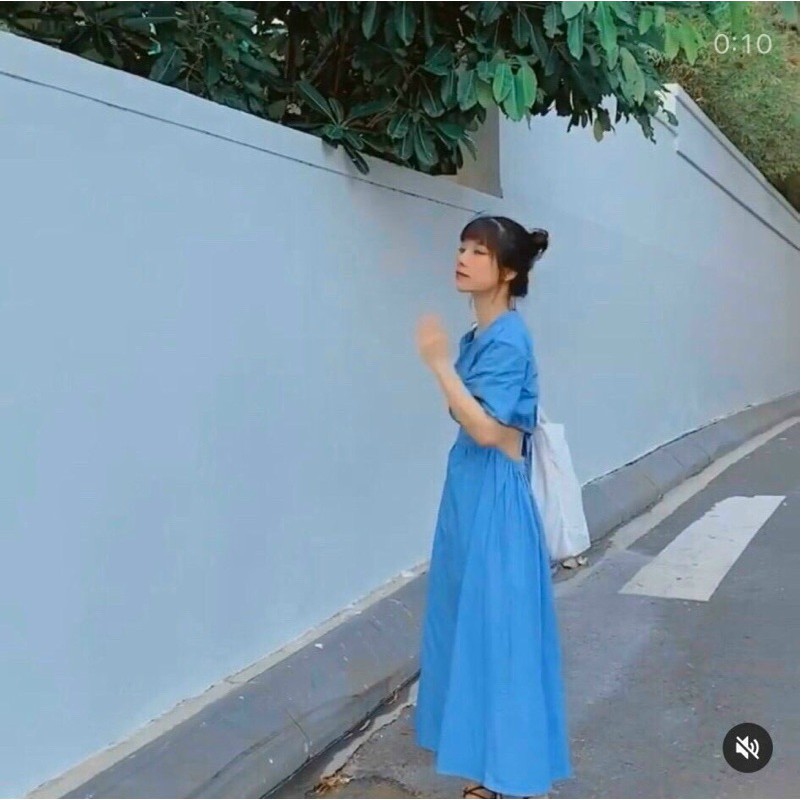 ĐẦM MiDI XANH KHOÉT LƯNG