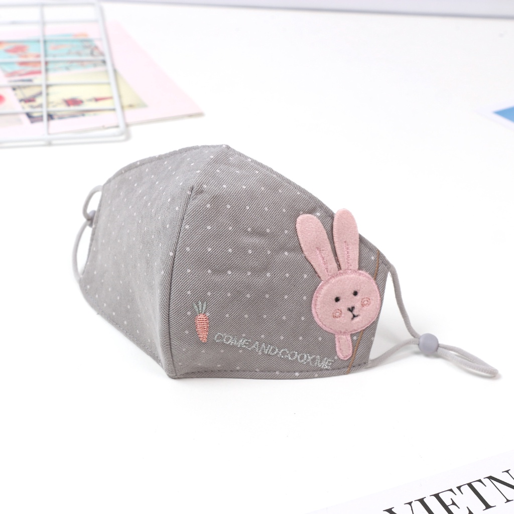 Khẩu Trang Chống Bụi Thoáng Khí In Hình Thỏ Dễ Thương Có Thể Tái Sử Dụng Cho Bé 2-10 Tuổi