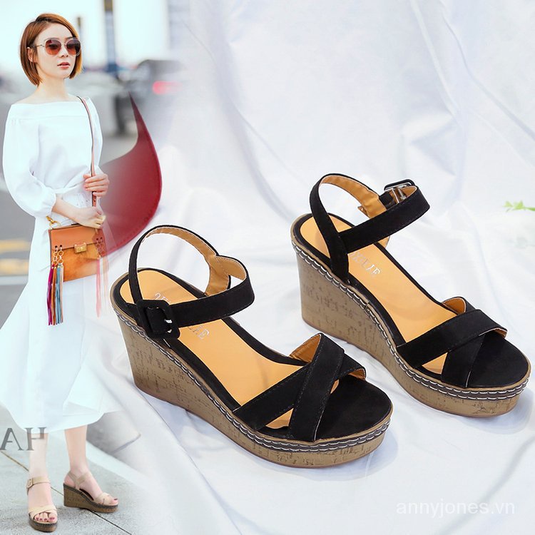 Wedge Sandals Women's Summer Fashion High Heel Sandals Cross Strap Women's Breathable Shoes Southeast Asia Foreign Trade Women's Shoes