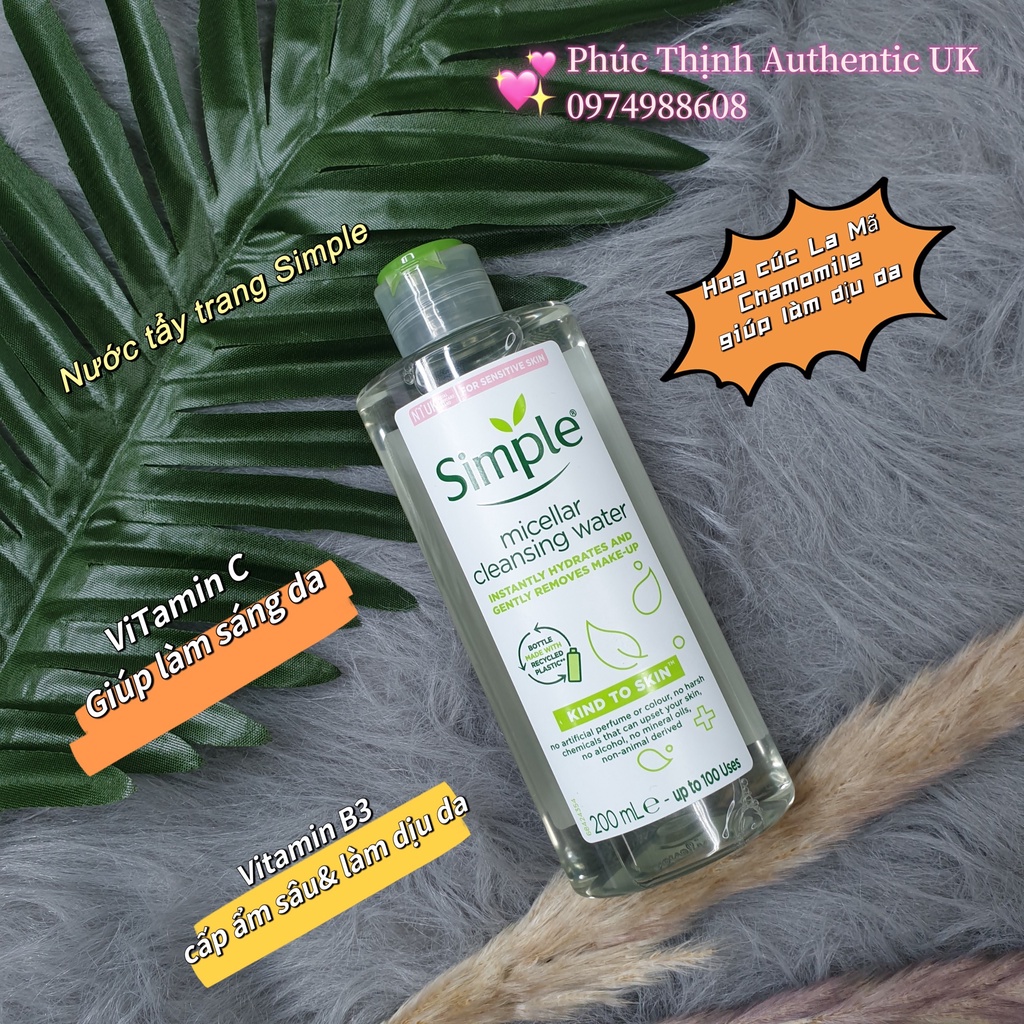 Nước Tẩy Trang Simple Micellar Cleansing Water 200ml