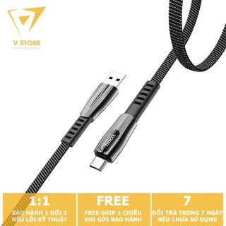 Cáp sạc nhanh micro 2.4a hoco u70 dây dù dẹt cho android chống gãy đứt - 1m2