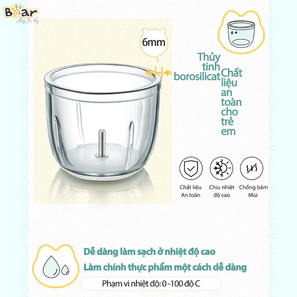 Máy Xay Ăn Dăm Cho Bé Bear An Toàn Tiện Lợi Thiết Kế 3 Lưỡi Dao Sắc Bén, Chất Liệu Thuỷ Tinh Borosilicat Cao Cấp - B01P1