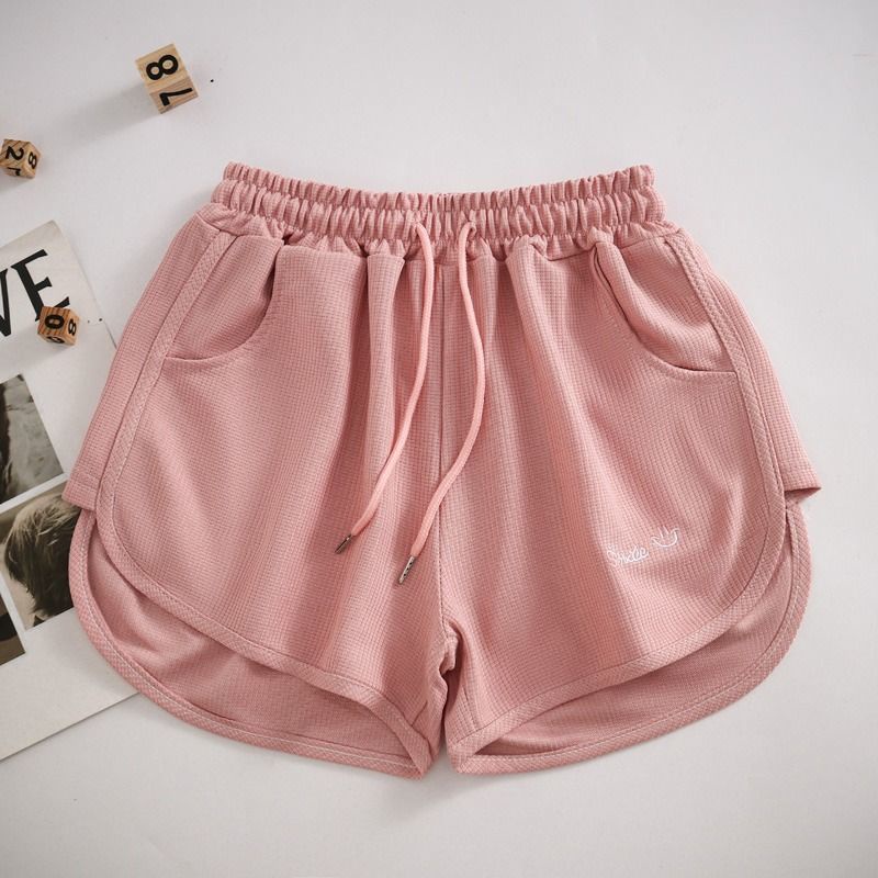Quần short thể thao RENJIANVSHENG ống rộng lưng thun phong cách Hàn Quốc dành cho nữ