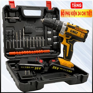 [ RẺ VÔ ĐỊCH ] MÁY KHOAN PIN DEWALT 26V KÈM BỘ PHỤ KIỆN (khoan, bắt vít, bulong) - 3 CHỨC NĂNG ( khoan tường, sắt, tôn )