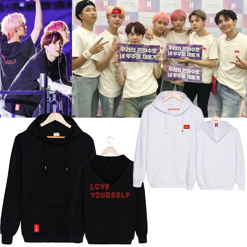 Áo Hoodie Tay Dài In Chữ World Tour Love Yourself Thời Trang Cho Fan Bts