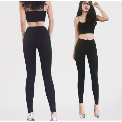 Quần legging nữ luperi dáng dài cạp cao chất liệu cotton co giãn dáng ôm phong cách hàn quốc