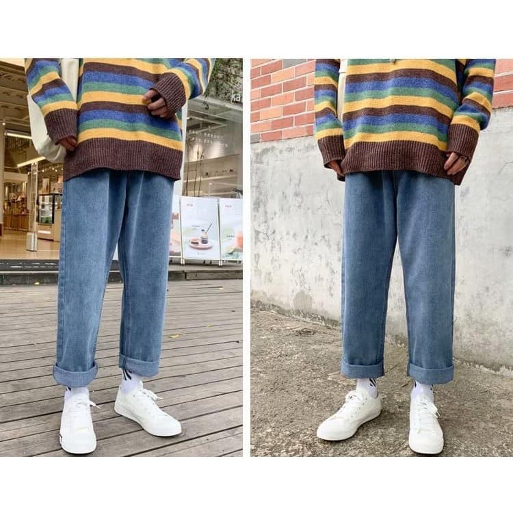 Quần baggy jean  form rộng cá tính đẹp thị trường - Quần Jean Nam Hàn Quốc ( xanh) | BigBuy360 - bigbuy360.vn