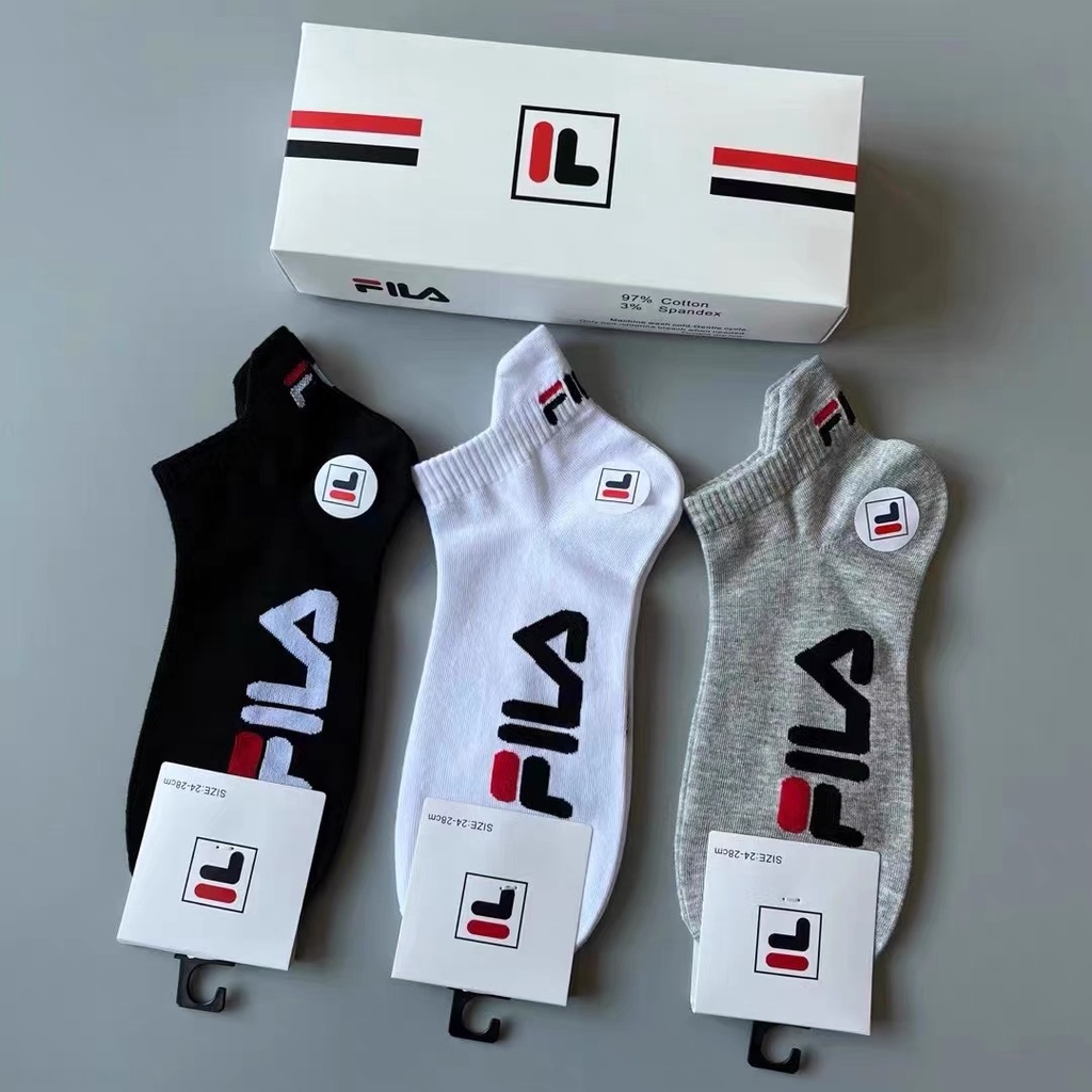 Combo 3 Đôi Tất Cổ Ngắn FILA, Vớ Thể Thao Nam Nữ , Chống Hôi Chân Thoáng Khí, Không Hầm Bí