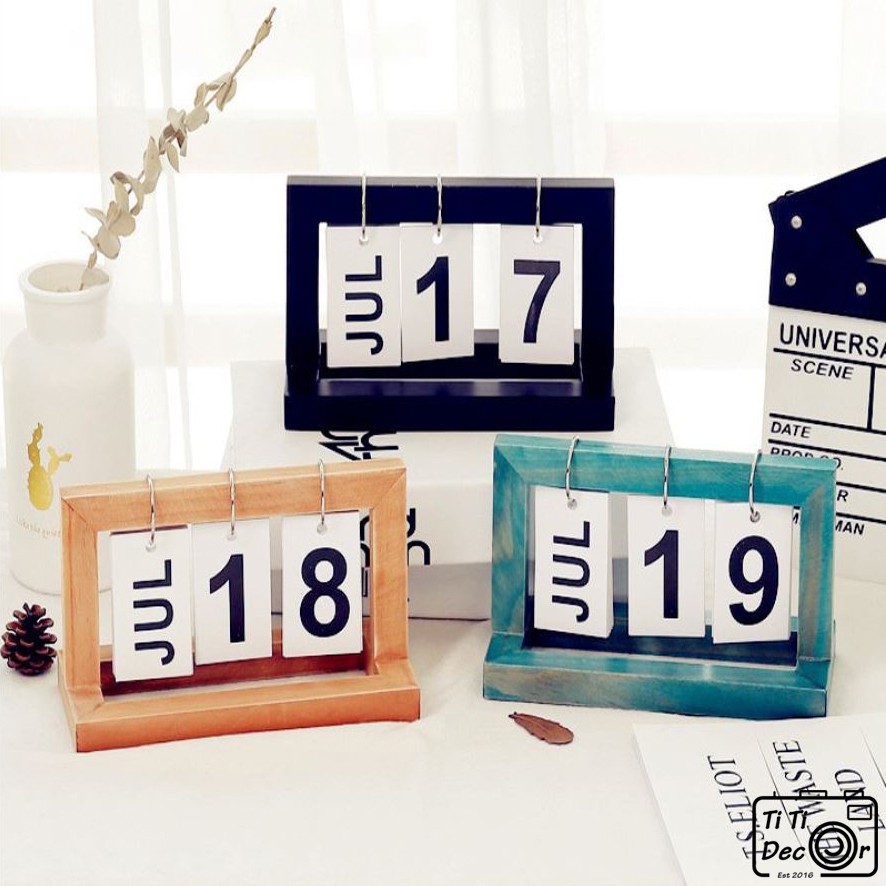 Lịch gỗ vạn niên trang trí chụp ảnh, decor nhà cửa, cửa hàng