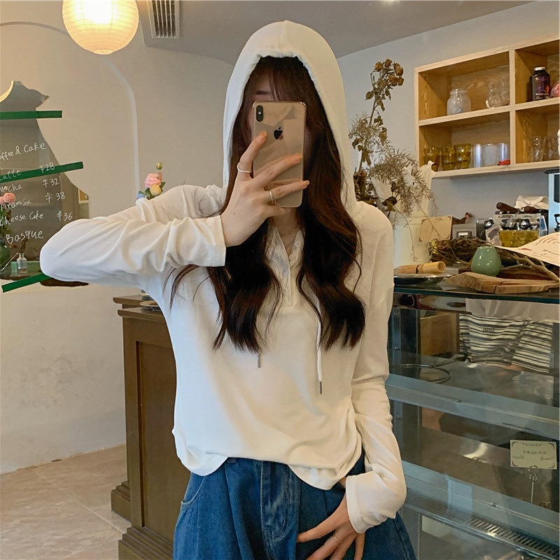 Áo Thun Tay Dài Màu Trơn Phong Cách Hàn Quốc Thời Trang Mùa Thu Cho Nữ JH-CX-75