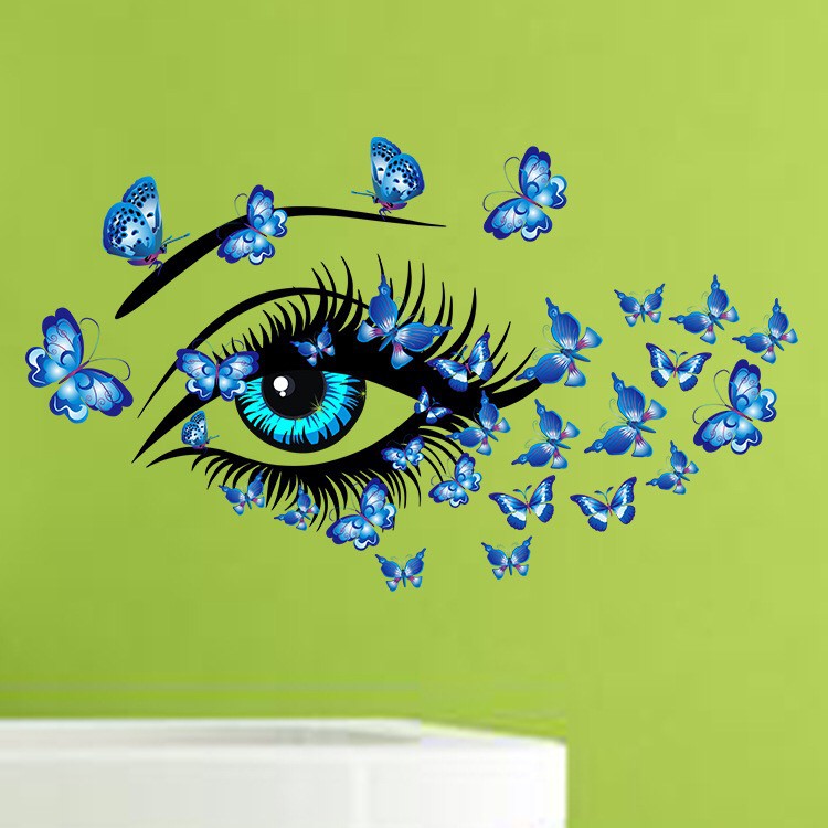 Decal dán kính / tường cao cấp - Mắt Bướm Xanh ( 60x58 )