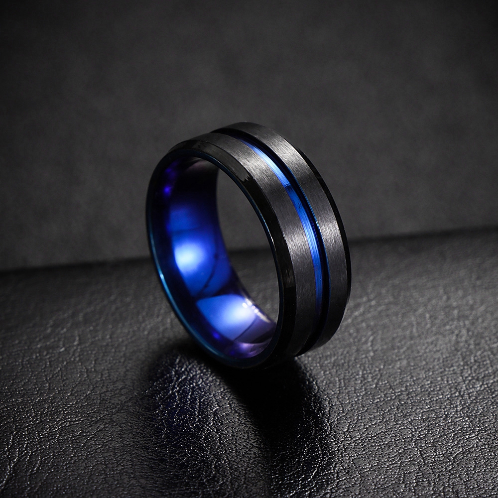 EUCAP Matte 8mm Jewelry Vintage Men Titanium Steel Ring
