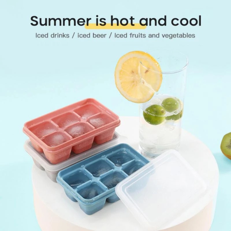 Khuôn Silicone Làm Đá Viên 3 Màu Có Nắp Đậy Tiện Dụng