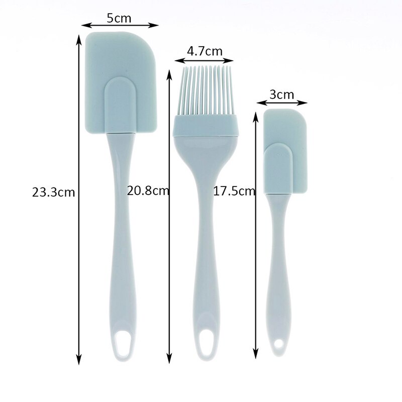 Bộ 3 Cây Phới Dẹt Chất Liệu Silicone Dùng Để Trộn Kem Làm Bánh Đa Năng