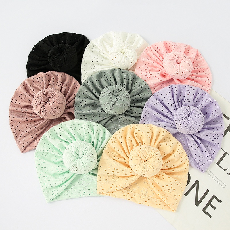 Mũ turban màu trơn thiết kế mới thoáng khí thời trang mùa hè cho bé