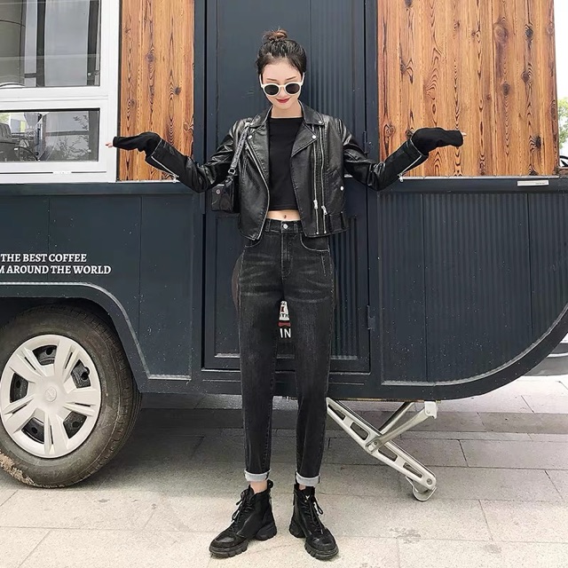 Quần jean nữ dài BIG SIZE skinny lưng cao, tua lai, co dãn mạnh màu xám đen 3051