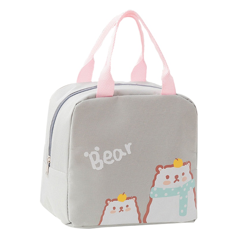 Túi Đựng Hộp Cơm Trưa Bằng Vải Oxford Chống Nước In Họa Tiết Thú Hoạt Hình Dễ Thương Có Tay Cầm Cách Nhiệt Cho Bé