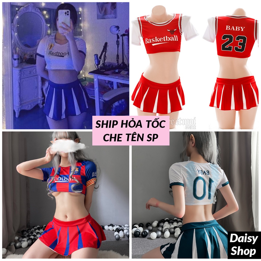 [ĐỌC LƯU Ý] Cosplay cổ động viên WC bóng đá, bóng rổ gợi cảm - bộ đồ ngủ hóa trang cheerleader hoạt náo viên