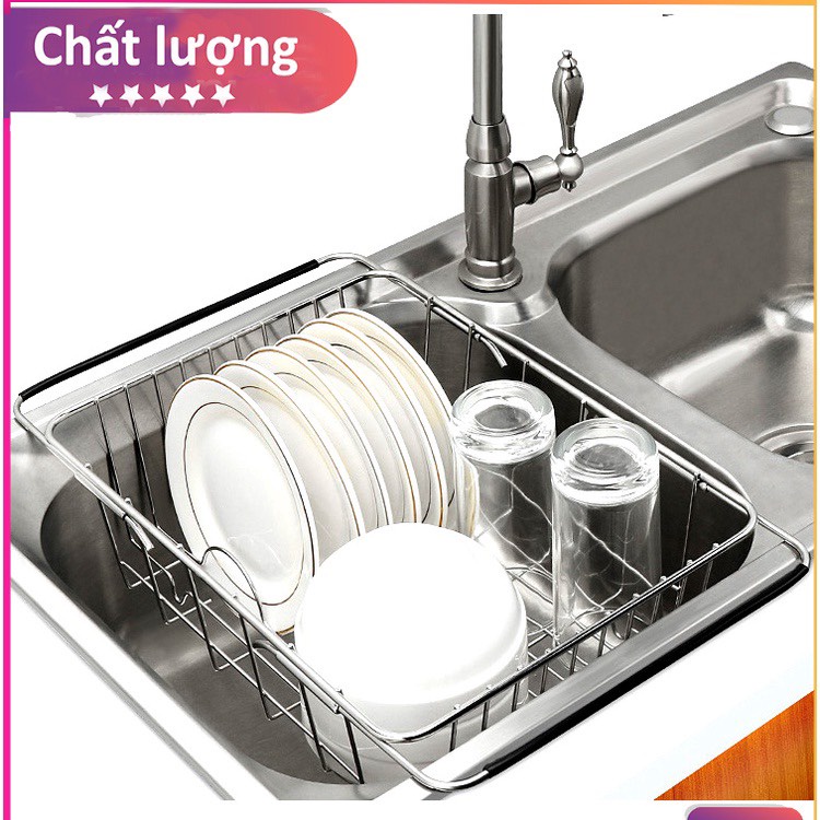 Rổ Úp Chén Bằng Inox, Giá Đỡ Inox, Khay Úp Chén Đĩa Rửa Hoa Quả Bằng Inox Dày Dặn, Sáng Bóng, Phù Hợp Mọi Bồn Rửa