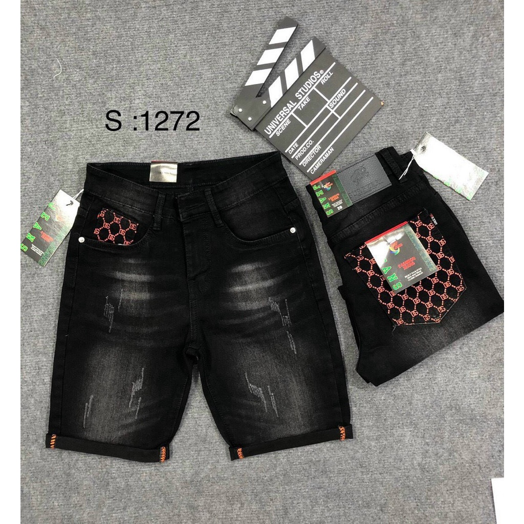 quần short jean nam ngắn đen xám thêu logo nhiều mẫu mới,chất bò co giãn cực đẹp bền màu giá tốt KAYSTORE