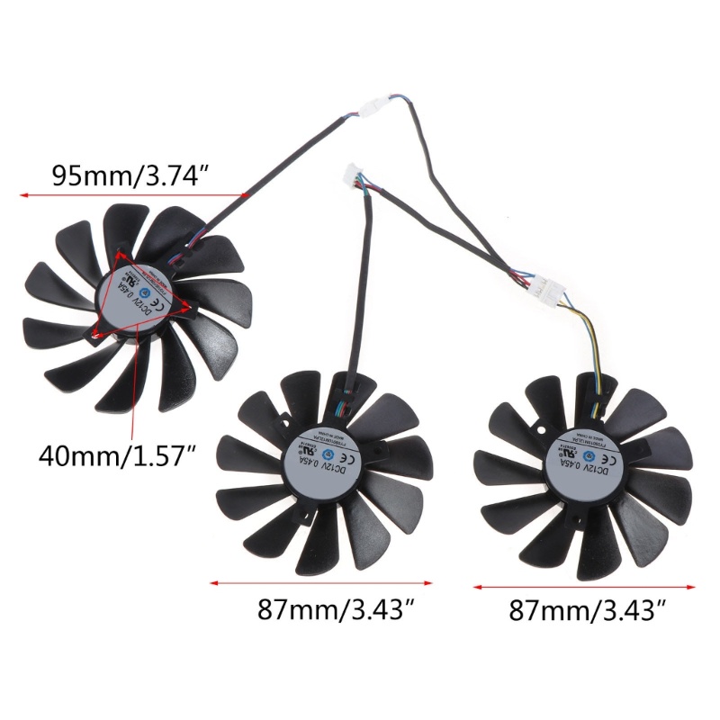 Quạt Tản Nhiệt Card Đồ Họa 87mm 95mm FDC10U12S9-C 4Pin VGA Cho XFX Radeon RX 5600 XT 6GB 12V 0 45A USB