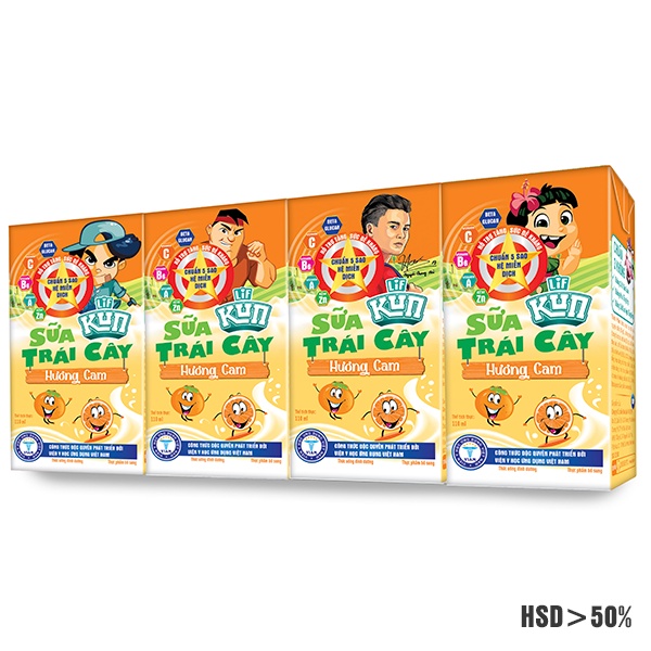 [SenXanh Emart] Thùng 48 Hộp Sữa Chua Uống KUN cho bé 180ml - vị cam/ dâu/ nho/ lúa mạch